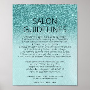 Covid Health Safety Blauwgroen Blue Glitter Hair S Poster