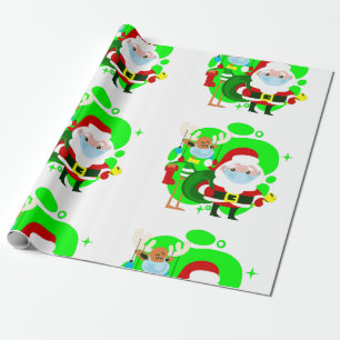 covid kerst santa claus reinreder cadeaupapier
