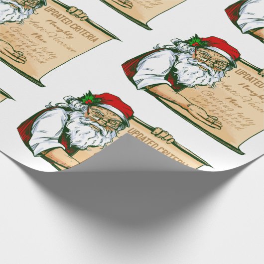 covid kerst santa claus vaccin naughe cadeaupapier (Hoek)