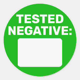 COVID negatief schrijven op Ronde Sticker