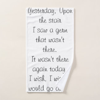 Covid Parody gedicht op een handdoek. Handdoek