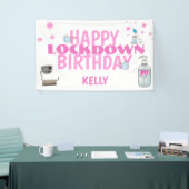 Covid Personalized Lockdown Pink Birthday Banner (Beurs)