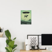 Cow Abduction Print Retro UFO Poster Alien Wall Ar (Bureau à domicile)