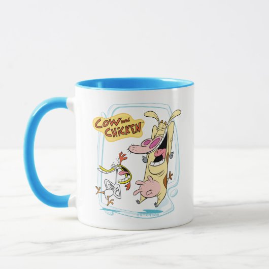 Cow and Chicken Laughing Graphic Mok (Links)