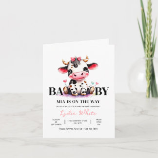 Cow Baby Shower Minimalist Pink Girl baby shower