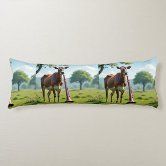 Cow & Bassoon Pasture Body Pillow – Whimsical Farm Lichaamskussen