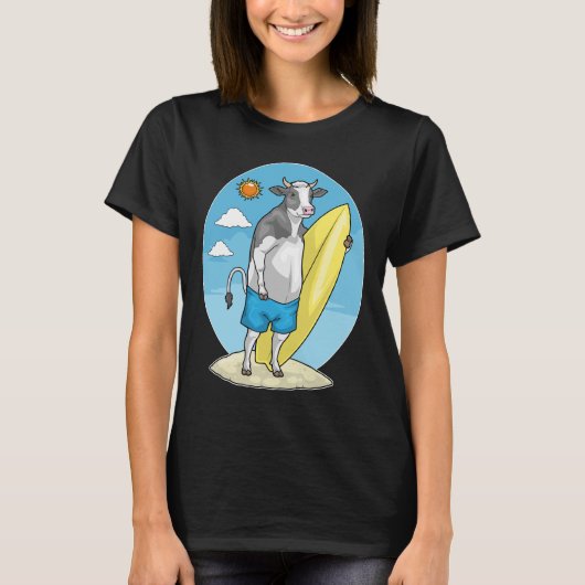 Cow Beach Surfboard Summer T-shirt (Voorkant)