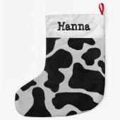 Cow Black en White Print Grote Kerstsok (Achterkant)