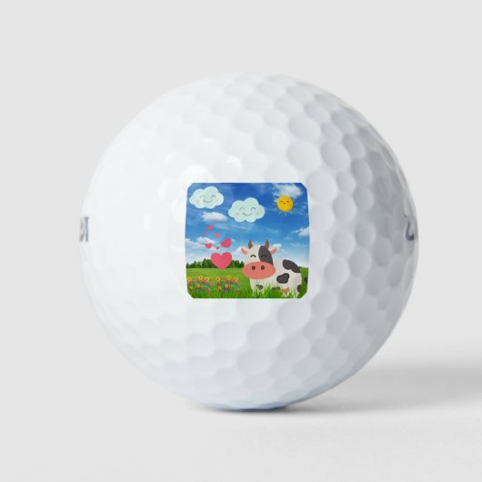 Cow Cartoon Golfballen (Voorkant)