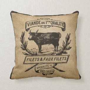 Cow Deli Advertisment Burlap Kussen