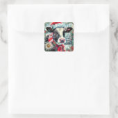 Cow Dreaming of Warmer Times Floral Personalized Vierkante Sticker (Tas)