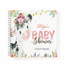 Cow Farm Animals Barnyard baby shower livre d'or