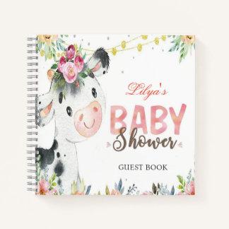 Cow Farm Animals Barnyard baby shower livre d'or