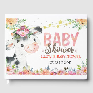 Cow Farm Animals Barnyard baby shower livre d'or