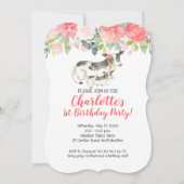 Cow Farm Coral et rose Floral Invitation Anniversa (Devant)