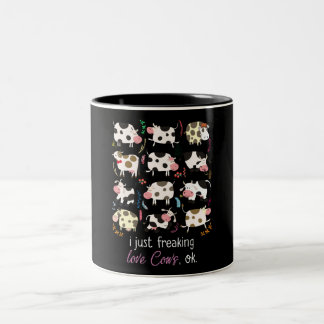 Cow Gift | Ik ben gewoon gek op liefdeskoeien Tweekleurige Koffiemok