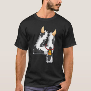 Cow Girl Boy Farmer Vierde 4e Verjaardag Vier 4 Ja T-shirt