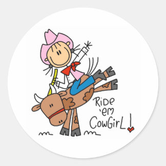 Cow-girl de bâton montant des autocollants de