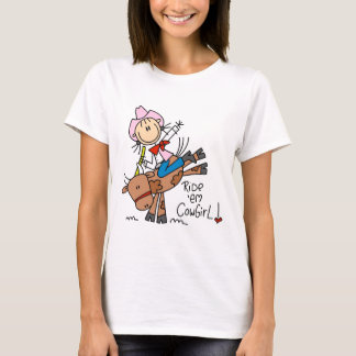 Cow-girl de bâton montant des T-shirts et des