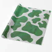 Cow Green en White Print Cadeaupapier (Uitgerold)