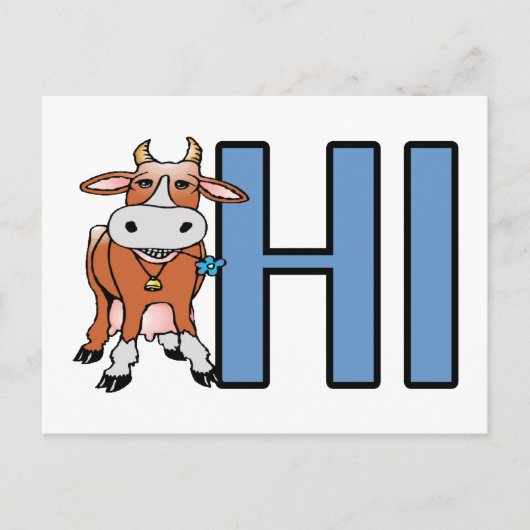 Cow Hi Briefkaart (Voorkant)