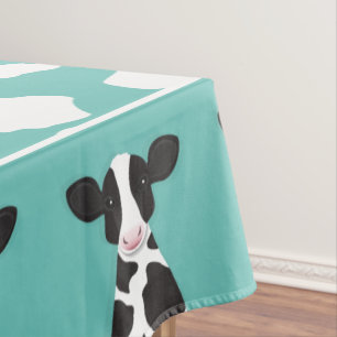 Cow Illustratie Blauwgroen Omgekeerd Afdrukken Boe Tafelkleed
