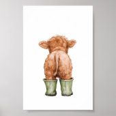 Cow in Sage Green Boots Poster Kids Room Decor (Devant)