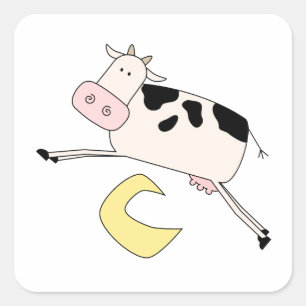 Cow Jumps Over Moon Vierkante Sticker