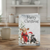 Cow Merry Christmas Calf Babies Kaart