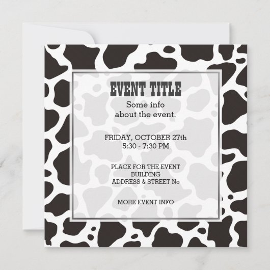 Cow pattern background Square Invitation (Devant)