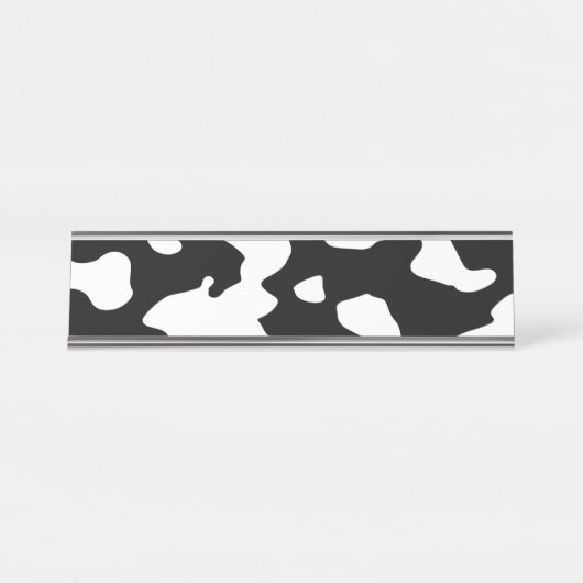 Cow Pattern Black en White Bureau Naambordje (Voorkant)