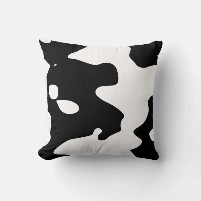 Cow Pattern Black en White Kussen (Voorkant)