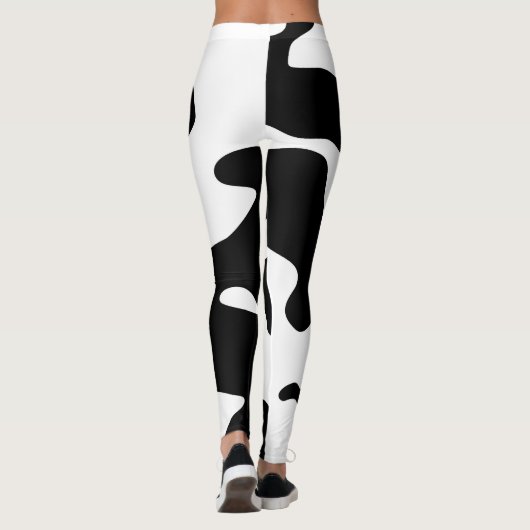 Cow Pattern Black en White Leggings (Achterkant)