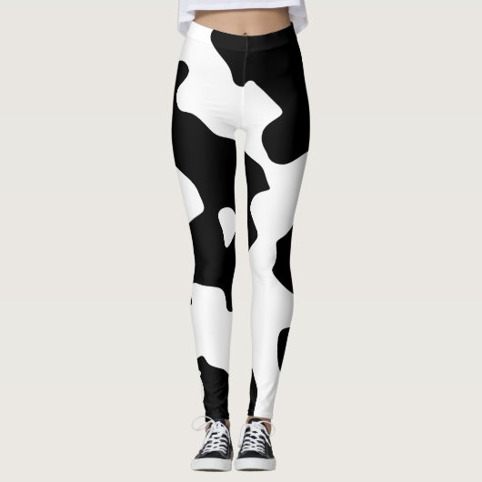 Cow Pattern Black en White Leggings (Voorkant)