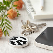 Cow Pattern Black en White Sleutelhanger (Zijkant)