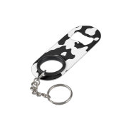 Cow Pattern Black en White Sleutelhanger Flessenopener (Achterkant Gekanteld)