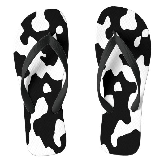Cow Pattern Black en White Teenslippers (Voetbed)