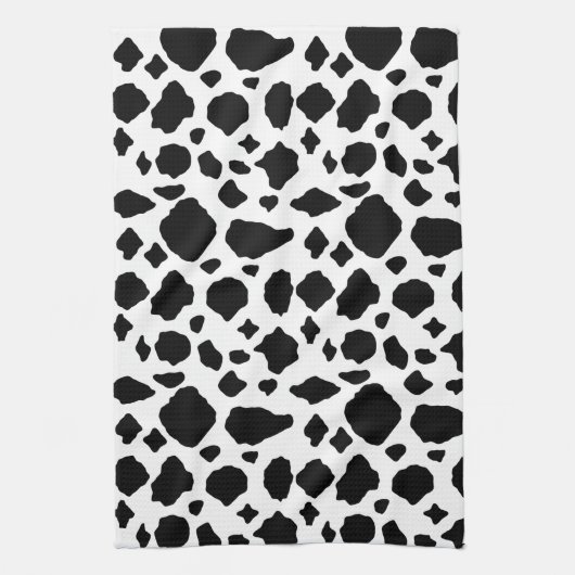 Cow Print Animal Pattern Black White Theedoek (Verticaal)