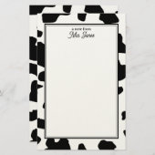Cow Print Pattern Black and White Personalized Briefpapier (Voorkant / Achterkant)