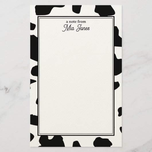 Cow Print Pattern Black and White Personalized Briefpapier (Voorkant)