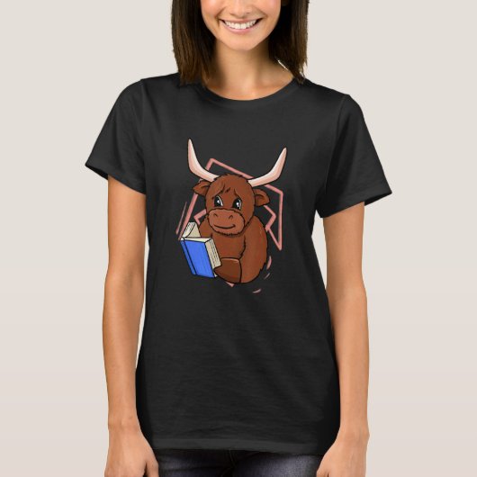 Cow Reading Book for Bookworm and Book T-shirt (Voorkant)