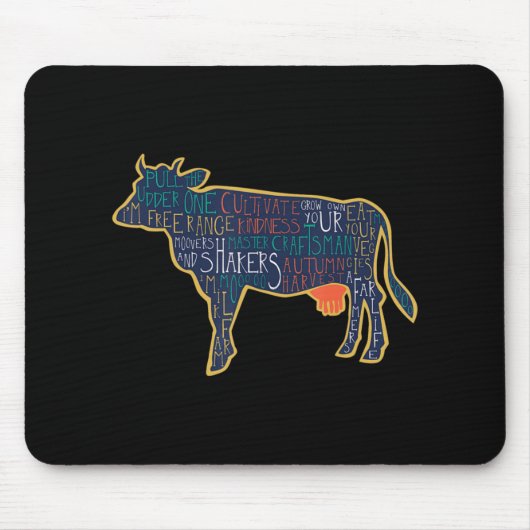Cow Silhouette Tygraphy Phrases Heifer Fun Chris T Muismat (Voorkant)