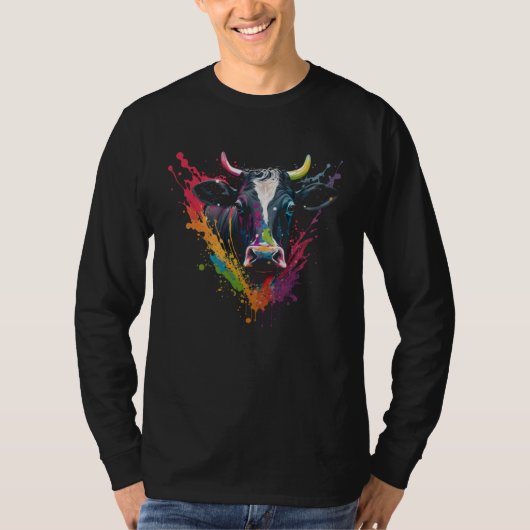 Cow Splash Cattle Retro Cattle Farmer Cowshed Catt T-shirt (Voorkant)