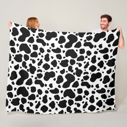 Cow Spots Pattern Black and White Animal Print Fleece Deken (In situ)