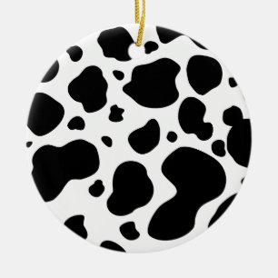 Cow Spots Pattern Black and White Animal Print Keramisch Ornament