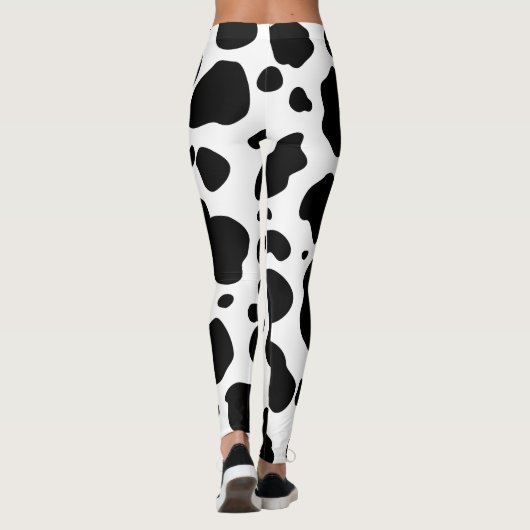 Cow Spots Pattern Black and White Animal Print Leggings (Achterkant)