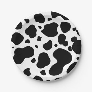 Cow Spots Pattern Black and White Animal Print Papieren Bordje