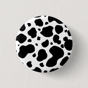 Cow Spots Pattern Black and White Animal Print Ronde Button 3,2 Cm