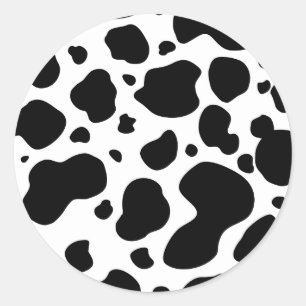 Cow Spots Pattern Black and White Animal Print Ronde Sticker