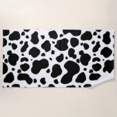 Cow Spots Pattern Black and White Animal Print Strandlaken (Voorkant)